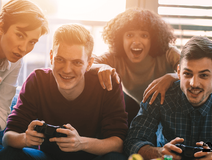 Millennials gaming together