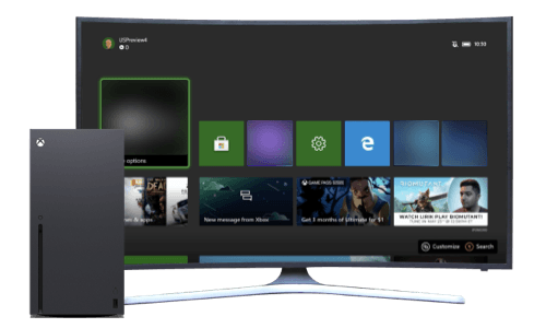 TV showing Xbox dashboard