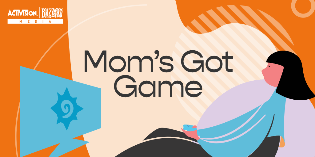 Moms playing video games illustration